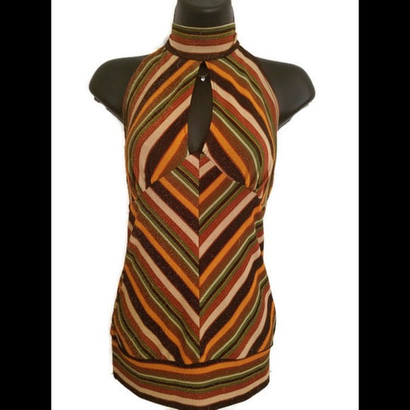 Gold shimmer stitched halter - Picture 1 of 3